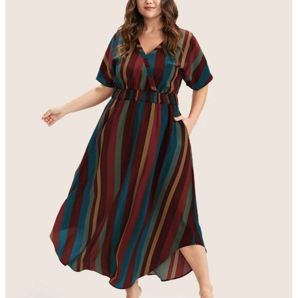 Bloomchic Dresses & Skirts - BloomChic Striped Dolman Sleeve Pocket Flutter Wrap Dress - Size 14-16 (Q8)